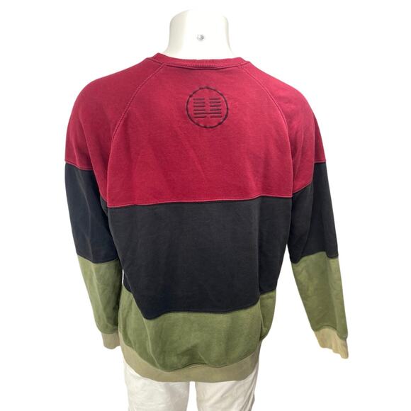 Okay Player Men's Multicolor Colorblock Long Sleeve Sweater Sweatshirt Top Sz L - Picture 2 of 4